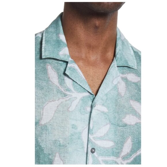 BOSS Lars Palm Frond Linen Short Sleeve Button-Up Shirt Summer,Size Medium,NEW - Picture 5 of 16